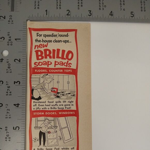 1958 Brillo Soap Pads Red House Cleaning Cartoon Original Retro Vtg Print Ad - Picture 4 of 7